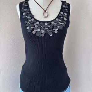 Ruby Rd. Black Top with Silver Embellishment